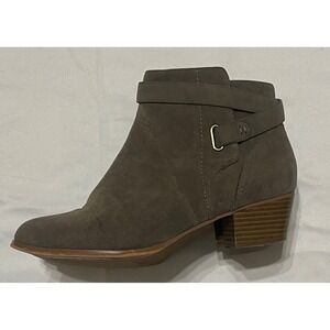 Giani Bernini Womens 8M Dorii Ankle Boots Gray Block Heel Zip Up Almond Toe